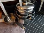 1x steelpan en 3x kookpan, Ophalen of Verzenden, Zo goed als nieuw, Rvs, Pannenset