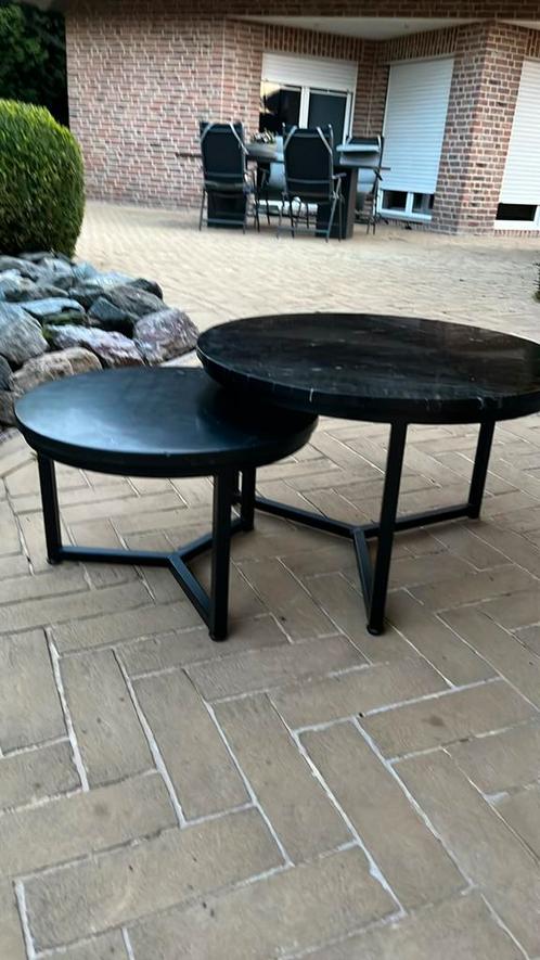 Mooie salon tafeltjes met marmeren blad, Huis en Inrichting, Tafels | Salontafels, Gebruikt, Minder dan 50 cm, 50 tot 100 cm, Rond