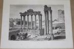 Antieke gravure - Forum Romanum Tempel van Juno  1870 !!, Antiek en Kunst, Ophalen of Verzenden