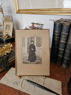 GROOT antiek fotolijstje met bolpoten / klemlijst facet glas, Ophalen of Verzenden