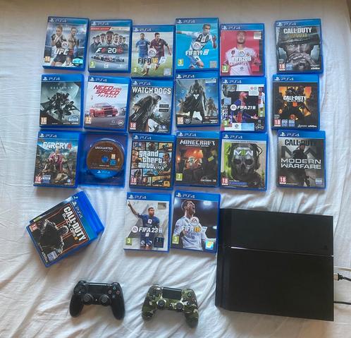 PlayStation 4 met 2 controllers + veel games, Spelcomputers en Games, Spelcomputers | Sony PlayStation 4, Nieuw, Original, 1 TB