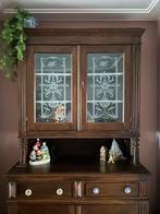 Oude vintage grenenhouten buffetkast donkerbruin, 100 tot 150 cm, 200 cm of meer, Ophalen of Verzenden, Zo goed als nieuw