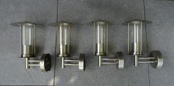 4 RVS buitenlampen c.q. wandlampen voor tuin beschikbaar voor biedingen