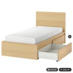 2x 1 persoons MALM Bedframe, hoog, met 2 bedlades, Ophalen, 90 cm, Eenpersoons, Bruin