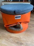Oliedrum / barrel poef met  kussen, Huis en Inrichting, Ophalen, Zo goed als nieuw, Rond