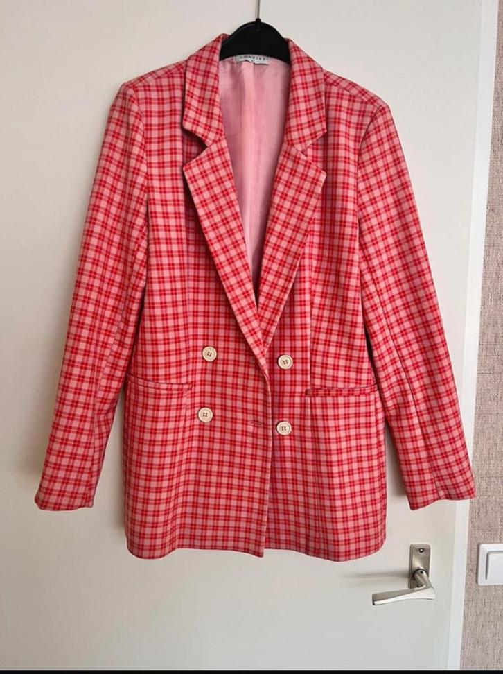Geruite blazer roze ruiten koraal loavies, Kleding | Dames, Jasjes, Kostuums en Pakken, Zo goed als nieuw, Jasje, Maat 38/40 (M)