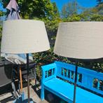 mooie sta lampen met massief koperen voet., Huis en Inrichting, Lampen | Lampenkappen, Ophalen of Verzenden, Gebruikt, Rond, 50 cm of meer