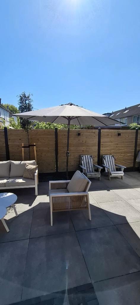 Parasol 3 meter, Tuin en Terras, Parasols, Gebruikt, Stokparasol, 2 tot 3 meter, Kantelbaar, Ophalen