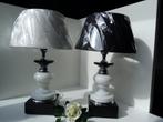 Tafellamp met opaalglas lamp lampenset, 2x vintage, Ophalen, Glas, Vintage, Retro