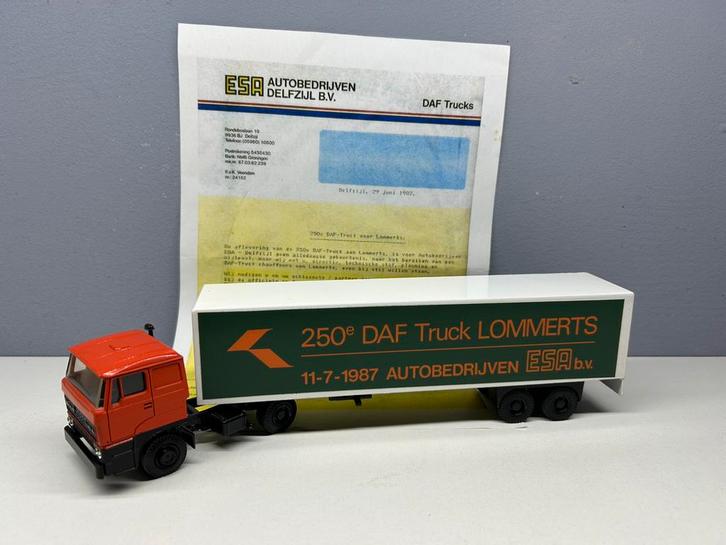 Lion toys car Daf 250e Daf truck Lommerts Delfzijl ESA, Hobby en Vrije tijd, Modelauto's | 1:50, Zo goed als nieuw, Bus of Vrachtwagen