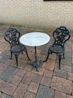 Bistroset met granieten blad, Tuin en Terras, Tuintafels, Ophalen, Gebruikt, Rond, Metaal