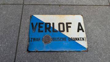 Verlof A emaille bord beschikbaar voor biedingen