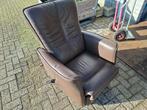 nieuwstaat donker bruin rundleer sta op stoel, Ophalen of Verzenden, Zo goed als nieuw, 75 tot 100 cm, Leer