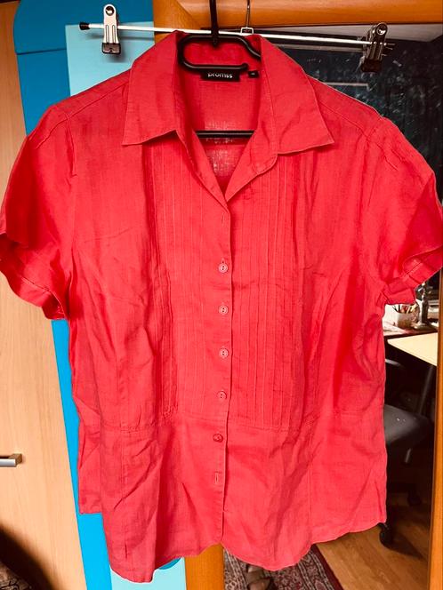 Leuk oranjerood linnen tuniekje 42/44, Kleding | Dames, Blouses en Tunieken, Zo goed als nieuw, Maat 42/44 (L), Rood, Verzenden