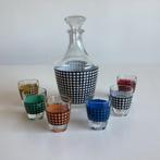 seventies setje Vichy decanter + 6 shotglaasjes, Ophalen of Verzenden