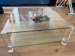 Salontafel glas + bijzettafel, Huis en Inrichting, Tafels | Bijzettafels, Vierkant, 75 cm of meer, Ophalen, 45 tot 60 cm