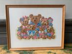 schilderij beren beer geborduurd vintage lijst borduurwerk, Huis en Inrichting, Woonaccessoires | Overige, Ophalen of Verzenden