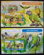 - 640 - 2 Blokken met Papagaaien en Koekoeken., Verzenden, Gestempeld, Dier of Natuur