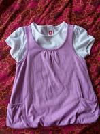 Wit shirt met lila overshirt met zakken, maat 134/140., Verzenden, Gebruikt, Meisje, Shirt of Longsleeve