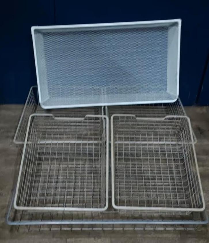6 x metalen manden / lades Ikea, Huis en Inrichting, Woonaccessoires | Schalen en Manden, Gebruikt, Mand, Rechthoekig, Overige materialen