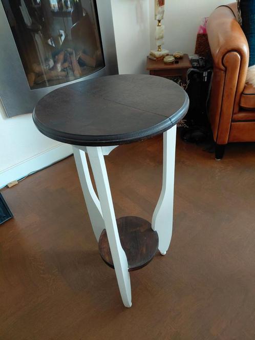 Art Deco bijzettafel met onderblad Amsterdamse School, Huis en Inrichting, Tafels | Bijzettafels, Gebruikt, Rond, 45 tot 60 cm