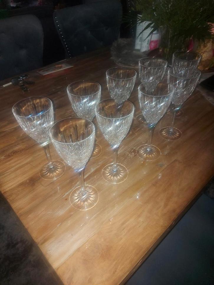 Kristallen Servies Rode Wijnglazen 9 st, Huis en Inrichting, Woonaccessoires | Kandelaars en Kaarsen, Gebruikt, Minder dan 25 cm