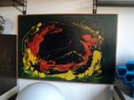 Valk70 schilderij 92 x 62 cm jaren 70 design retro vintage, Gebruikt, ?, Schilderij, 75 tot 100 cm