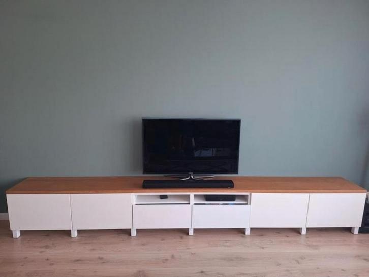 besta tv meubel en losse houten plaat, Huis en Inrichting, Kasten | Televisiemeubels, Gebruikt, Minder dan 100 cm, 25 tot 50 cm