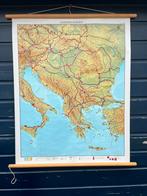 Oude schoolplaat landkaart Zuidoost Europa, Antiek en Kunst, Antiek | Schoolplaten, Ophalen of Verzenden