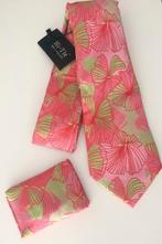 100% zijde Stropdas Pochet Manchetknopen Roze Goud -NIEUW-, Ophalen of Verzenden, Nieuw, Roze, Met patroon