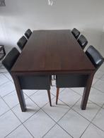 Eettafelset met 6 stoelen (100x200cm), Huis en Inrichting, Ophalen, Gebruikt, 200 cm of meer, 50 tot 100 cm