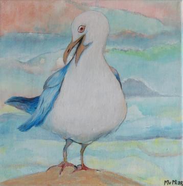 schilderij Charmante meeuw 20x20cm beschikbaar voor biedingen