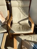 IKEA Poang Lederen Fauteuils + Voetenbank, Ophalen, Gebruikt, 75 tot 100 cm, 50 tot 75 cm