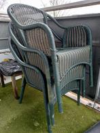 Groene rotan stoelen, Huis en Inrichting, Stoelen, Ophalen, Gebruikt, Overige kleuren, Drie