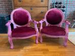 Barok Kinderstoel/Fauteuille - Roze/Rood Fluweel, Huis en Inrichting, Fauteuils, Ophalen, Minder dan 50 cm, Gebruikt, Barok