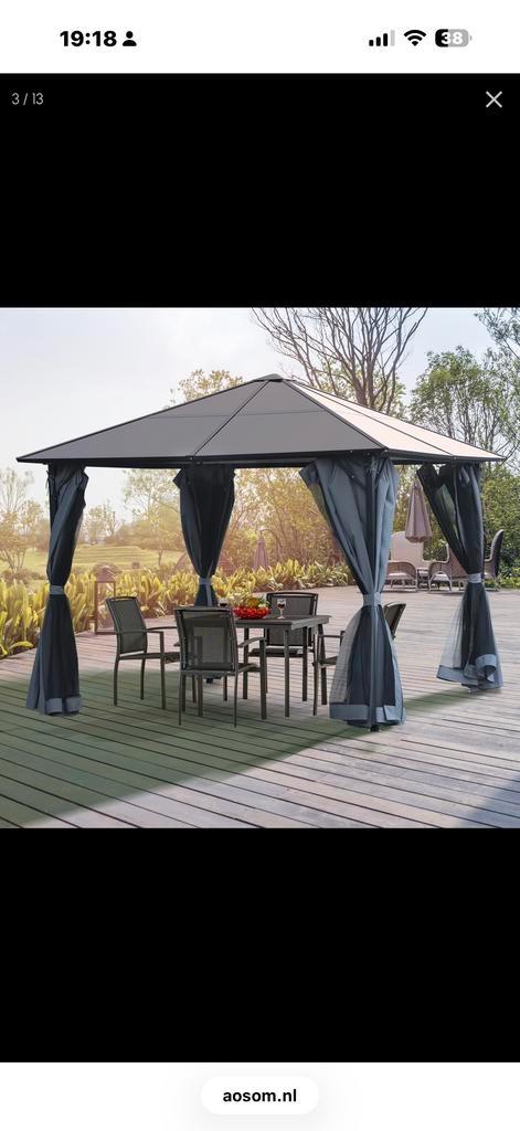 Outsunny Paviljoen met Hard Dak 3x3 half jaar oud, Tuin en Terras, Partytenten, Zo goed als nieuw, Paviljoen, 2 meter of meer