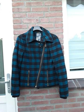 Geruit winter jas van Only, M blauw/zwart mooi bewerkt
 beschikbaar voor biedingen