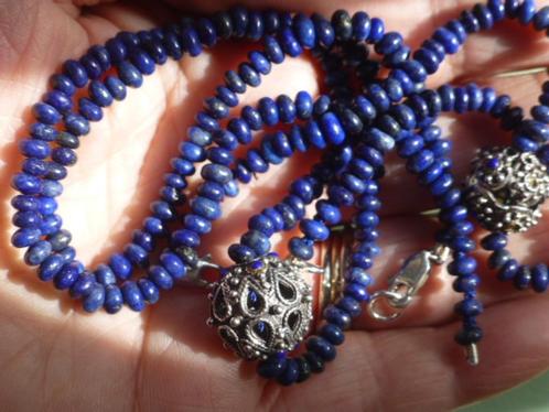 set Collier / Armband Lapis Lazuli + Antiek Filigrein Zilver, Sieraden, Tassen en Uiterlijk, Antieke sieraden, Ketting, Zilver