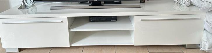 Wit hoogglans TV-meubel Jysk, Huis en Inrichting, Kasten | Televisiemeubels, Zo goed als nieuw, Minder dan 100 cm, 150 tot 200 cm