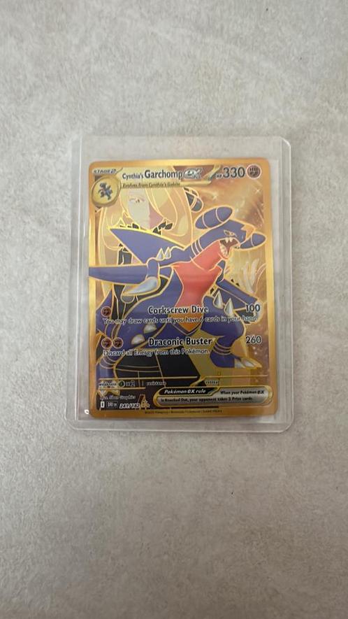 Cynthia’s Garchomp EX - Full Art Gold (241/182), Hobby en Vrije tijd, Verzamelkaartspellen | Pokémon, Zo goed als nieuw, Losse kaart