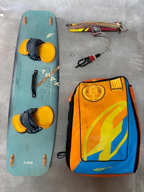 F-One Bandit 9m + F-One TRAX 133x38 + F-One Bar, Watersport en Boten, Kitesurfen, Gebruikt, Kitesurf-set, 9 m², Twintip, Ophalen
