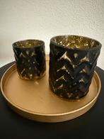 Windlichten & Gouden Schaal Intratuin, Huis en Inrichting, Overige materialen, Zwart, Ophalen of Verzenden, Zo goed als nieuw