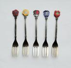 Vorkjes Zilver Bloemen Emaille Viooltje Klaproos Roos, Antiek en Kunst, Ophalen of Verzenden
