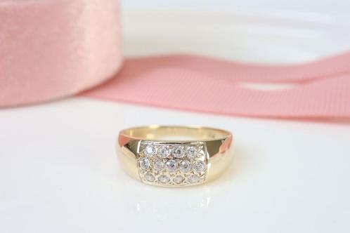 14 Karaat Gouden Ring Met Zirkonia's, Sieraden, Tassen en Uiterlijk, Ringen, Zo goed als nieuw, Dame, 17 tot 18, Goud, Goud, Ophalen of Verzenden