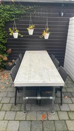 Steigerhouten tuintafel inclusief 6 stoelen, Tuin en Terras, Ophalen, Gebruikt, Rechthoekig, Hout