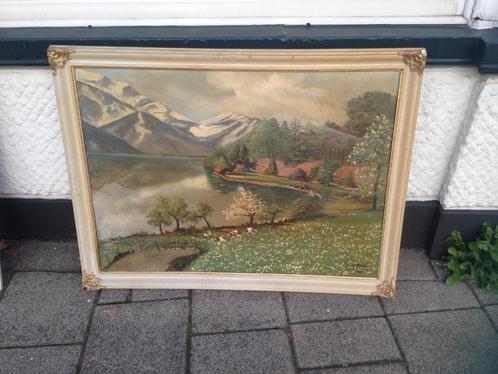 Schilderij landschap aan meer Gesigneerd J Mooij schilderij, Antiek en Kunst, Kunst | Schilderijen | Klassiek, Ophalen