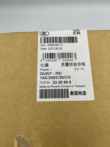 Phoenix Contact 2320898 QUINT-PS/1AC/24DC/20/CO beschikbaar voor biedingen