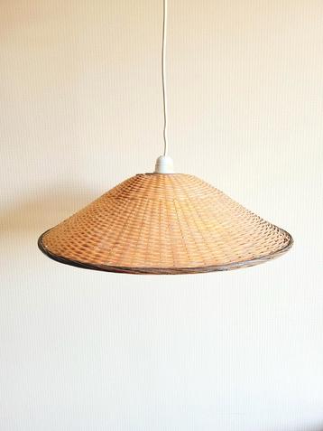 Prachtige grote vintage Japandi style rieten hanglamp! beschikbaar voor biedingen