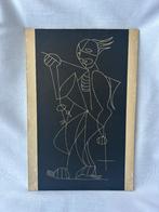 Vintage litho / druk / hardboard modern mid-century, Verzenden