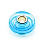 TROLLBEADS Turquoise lint glaskraal Sterlin zilveren, Glas of Kristal, Ophalen of Verzenden, Zo goed als nieuw, Trollbeads